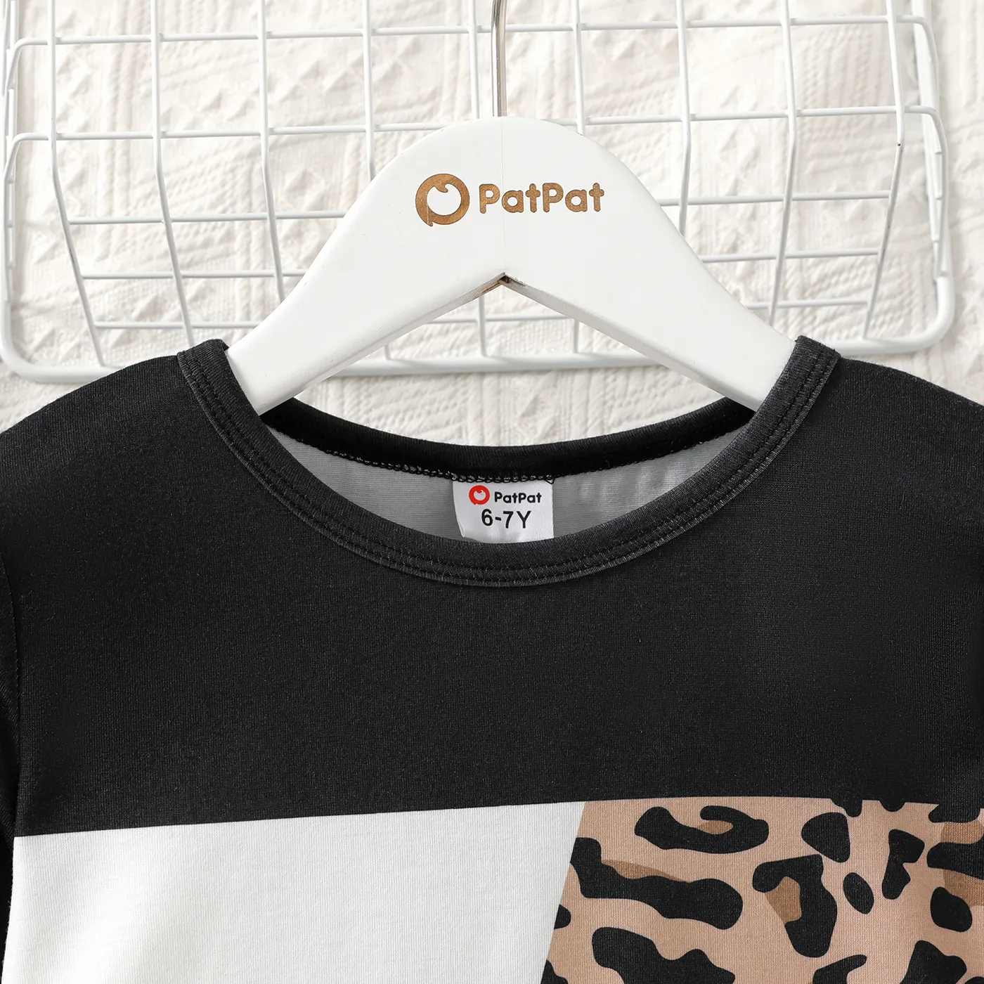 Kid Girl Leopard Print Colorblock Long-sleeve Dress  image 4