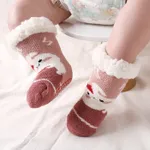 calcetines térmicos con forro polar y estampado navideño para bebés y niños pequeños Rosado