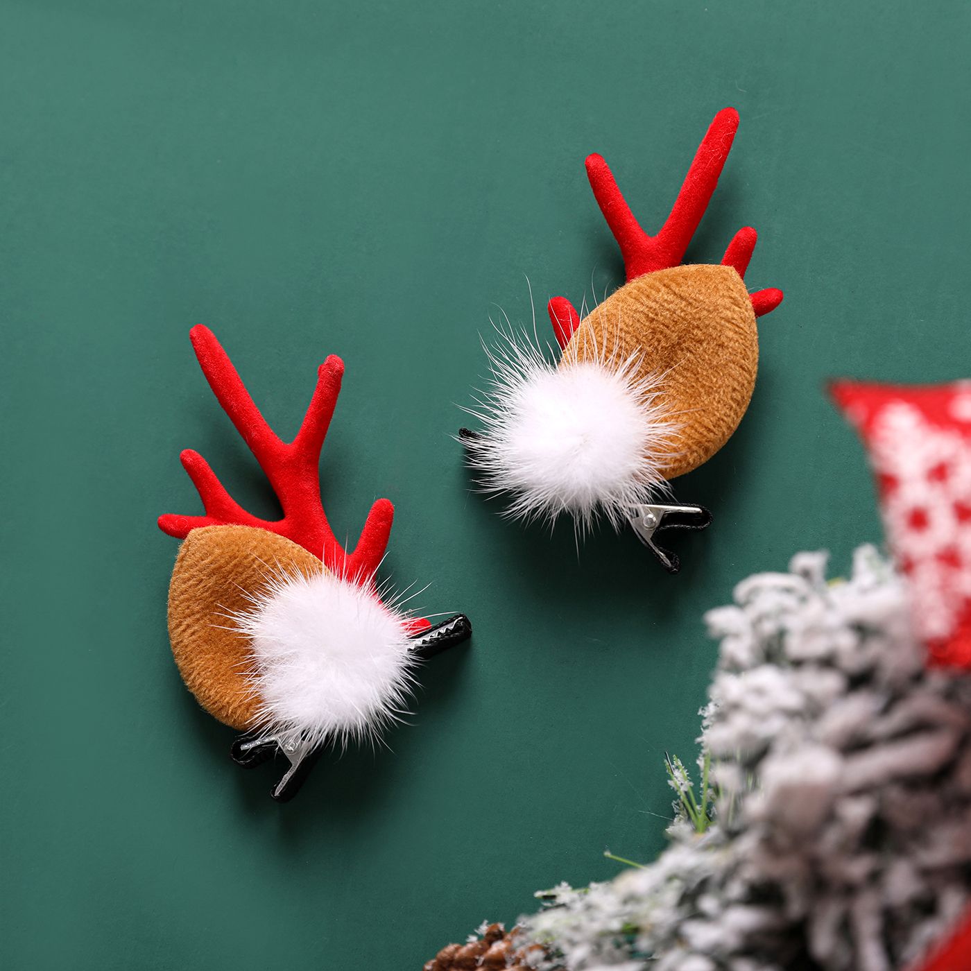 

2-pack Christmas Elk Hair Clips for Girls