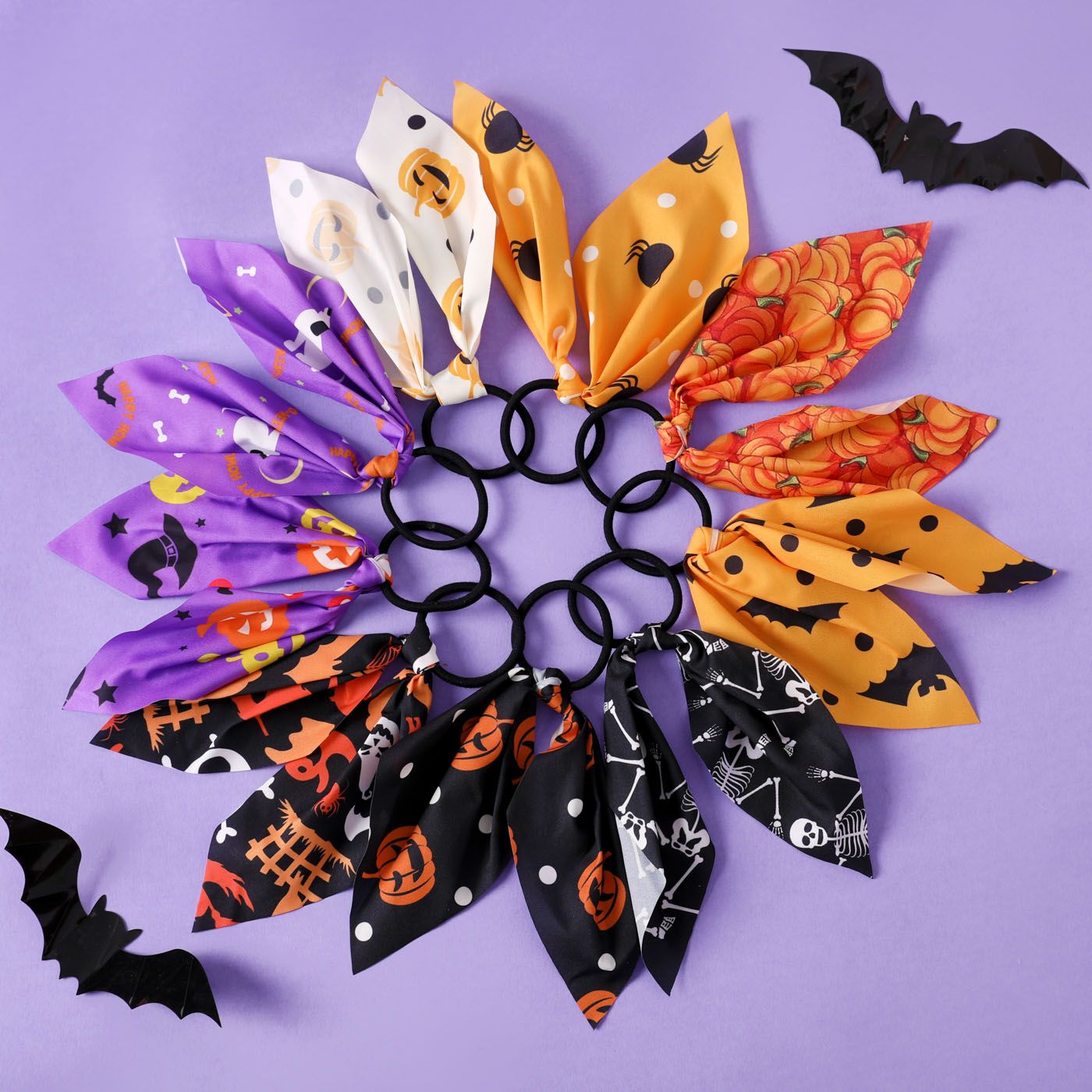 

9-pack Halloween Scarf Hair Tie for Girls