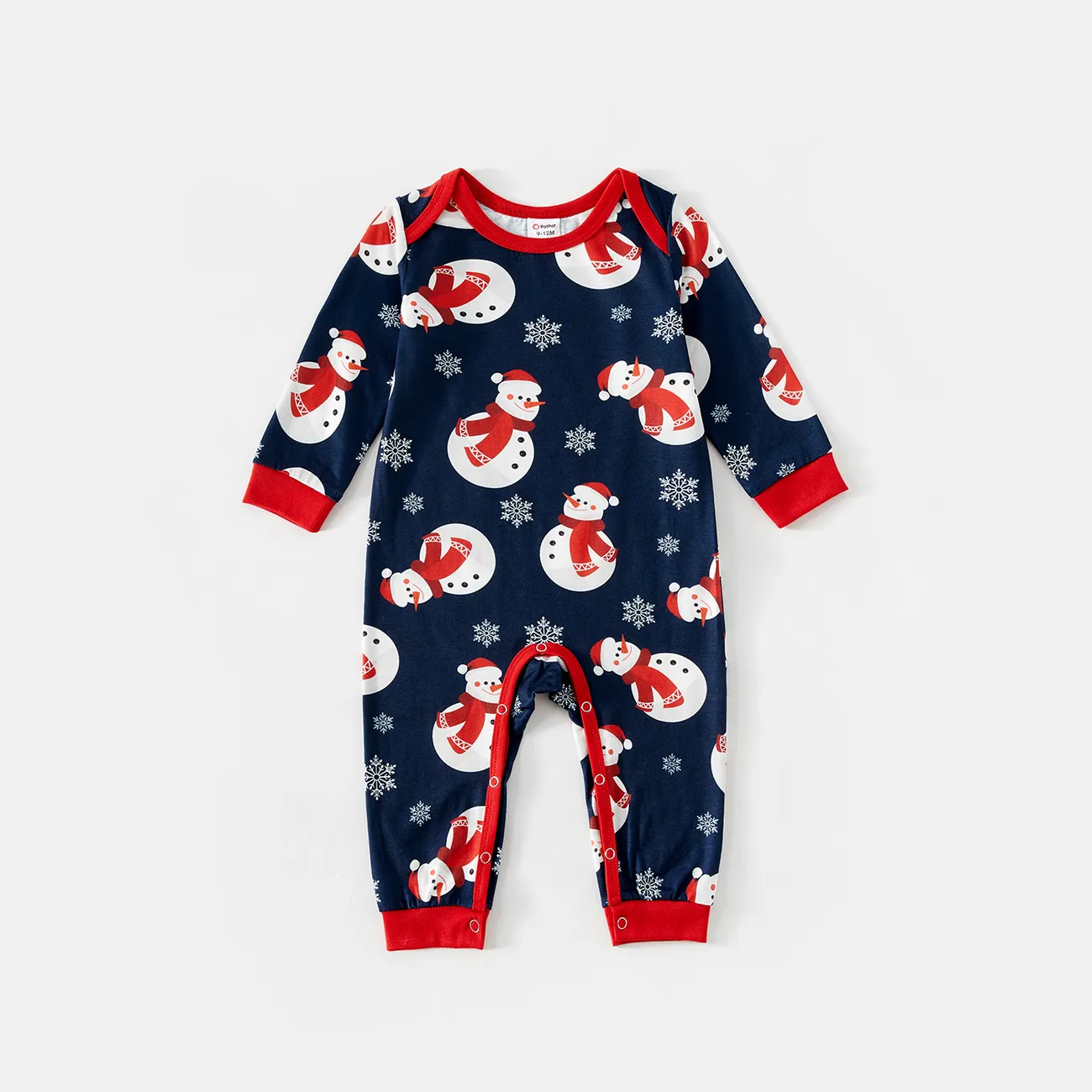 Christmas Snowman & Letter Print Family Matching Raglan-sleeve Pajamas Sets (Flame Resistant)  big image 1