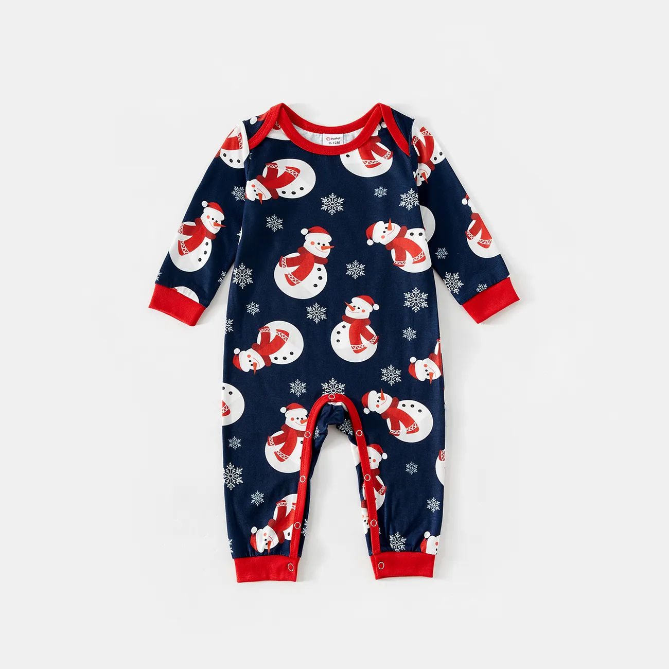Christmas Snowman & Letter Print Family Matching Raglan-sleeve Pajamas Sets (Flame Resistant) big image 1