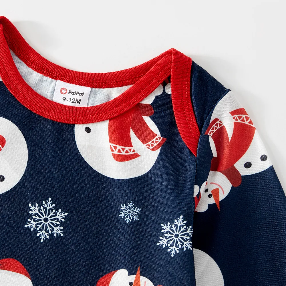 Christmas Snowman & Letter Print Family Matching Raglan-sleeve Pajamas Sets (Flame Resistant) big image 4