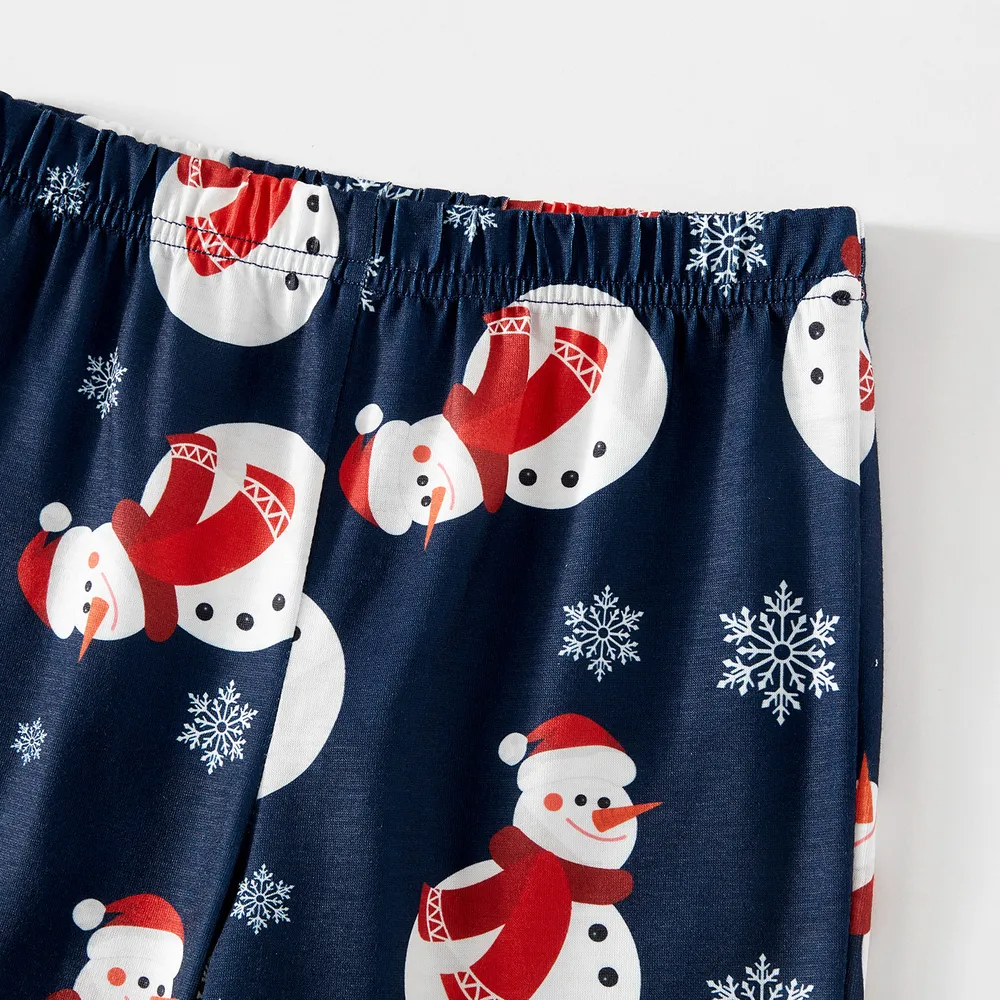 Christmas Snowman & Letter Print Family Matching Raglan-sleeve Pajamas Sets (Flame Resistant)  big image 11