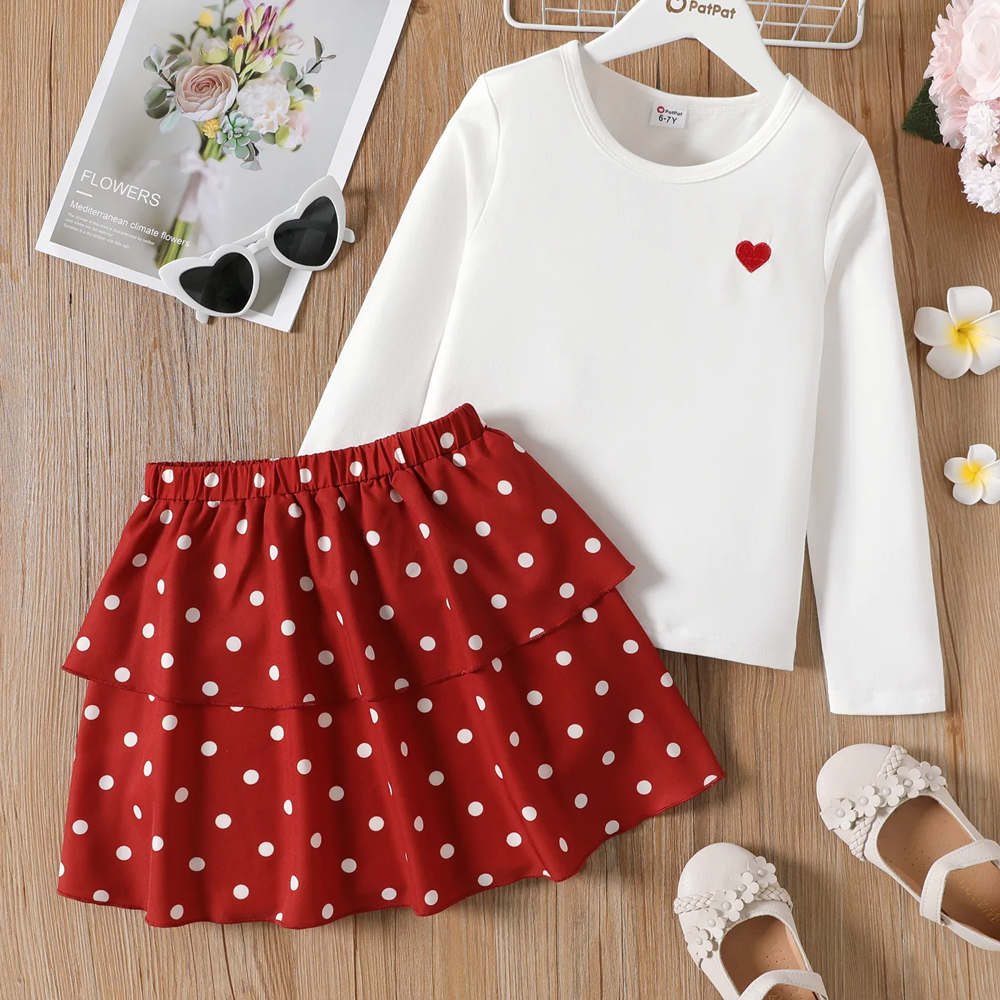 Polka dot outlet layered skirt