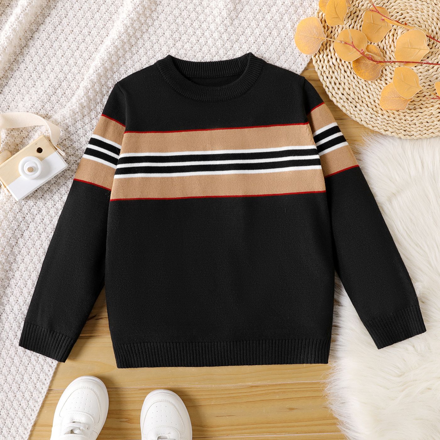 

Kid Boy Preppy style Striped Knit Sweater