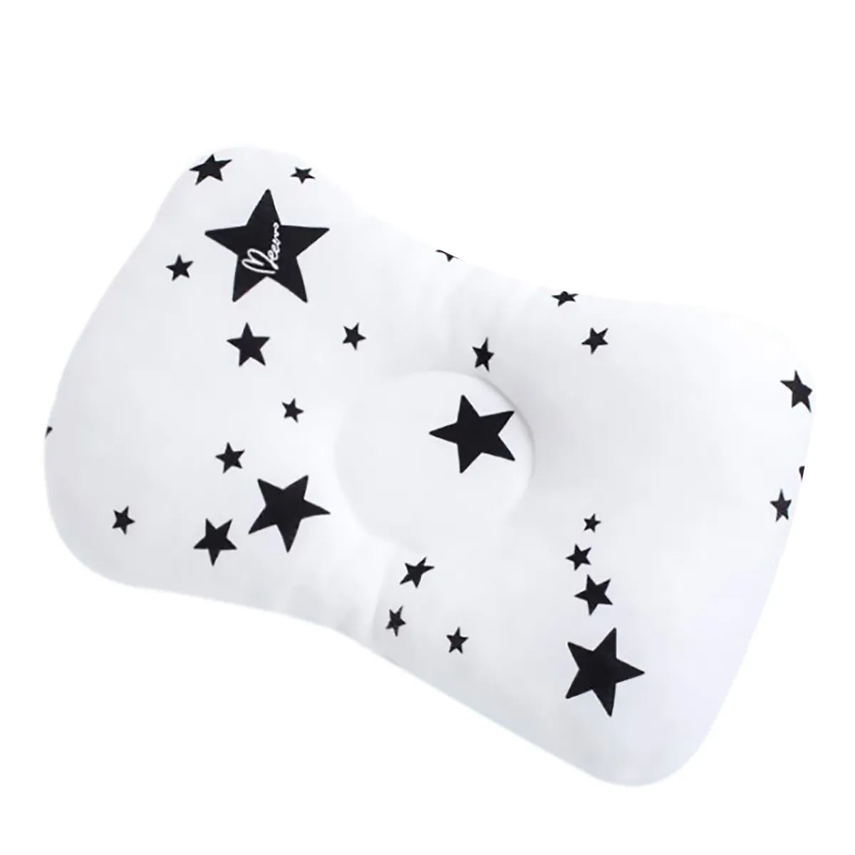 100% Cotton Baby Newborn Sleeping Pillow to Help Prevent and Treat Flat Head Syndrome Black
