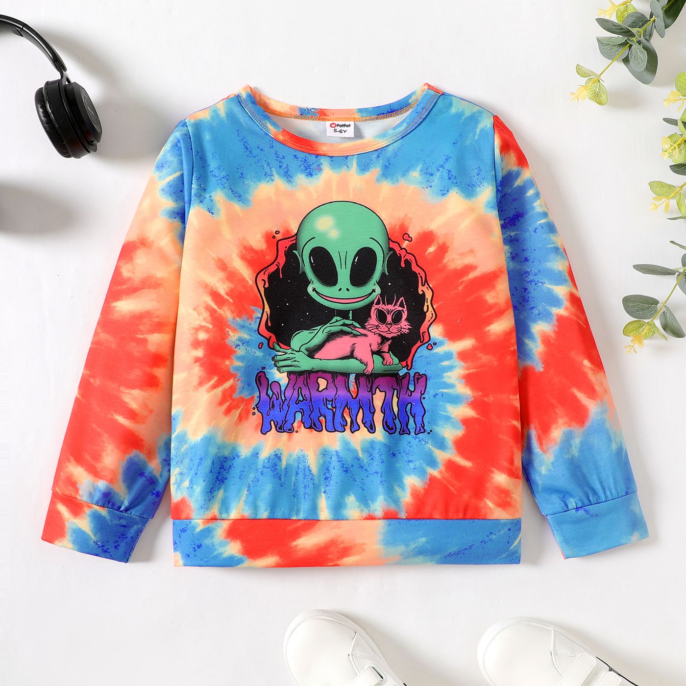 

Kid Boy/Kid Girl Tie Dyed Skeleton Print Sweatshirt