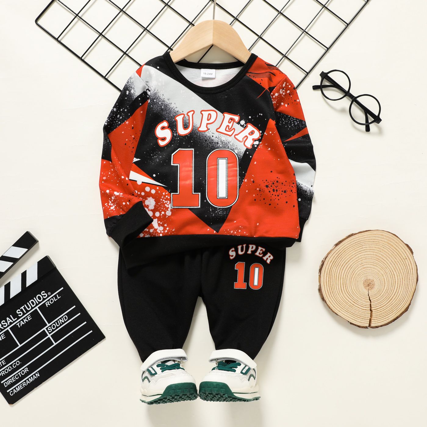 

Soccer Cup 2pcs Toddler Boy Trendy Letter Print Sweatshirt and Pants Set