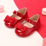 Christmas Baby / Toddler Bow Decor Solid Prewalker Shoes Red