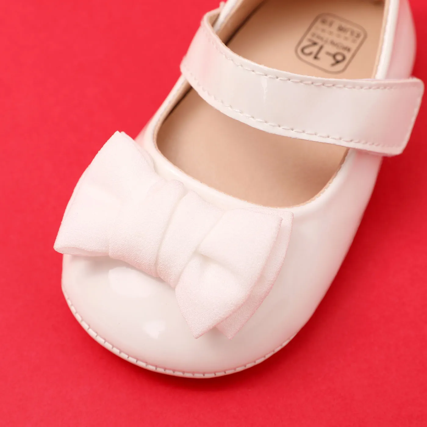 Christmas Baby / Toddler Bow Decor Solid Prewalker Shoes White image 5