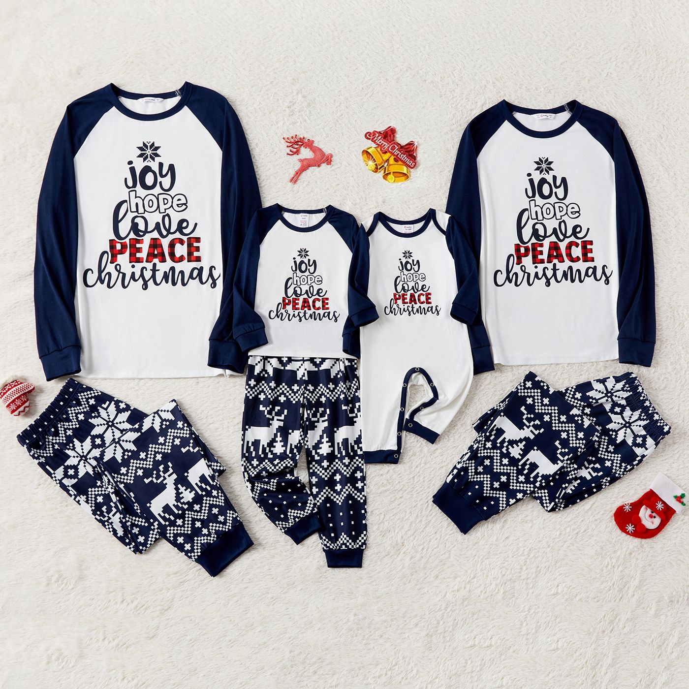 

Christmas Family Matching Letter Print Raglan-sleeve Pajamas Sets (Flame Resistant)