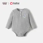 Looney Tunes Baby Girl 100% Cotton Rib Knit Long-sleeve Animal Embroidered Romper Grey