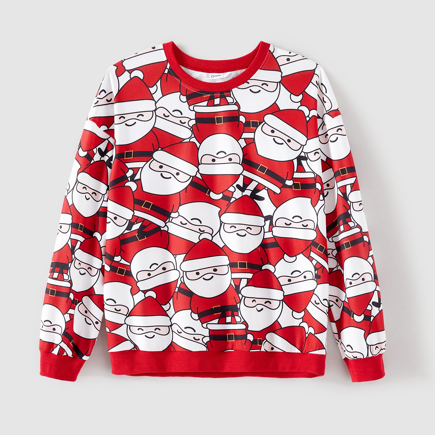 Christmas Family Matching Allover Santa Claus Print Red Long-sleeve Sweatshirts