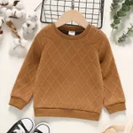Toddler Girl/Boy Solid Color Textured Pullover Sweatshirt Brown