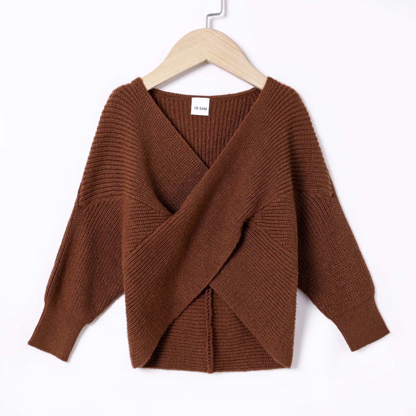 

Toddler Girl Trendy Twist Front Brown Knit Sweater