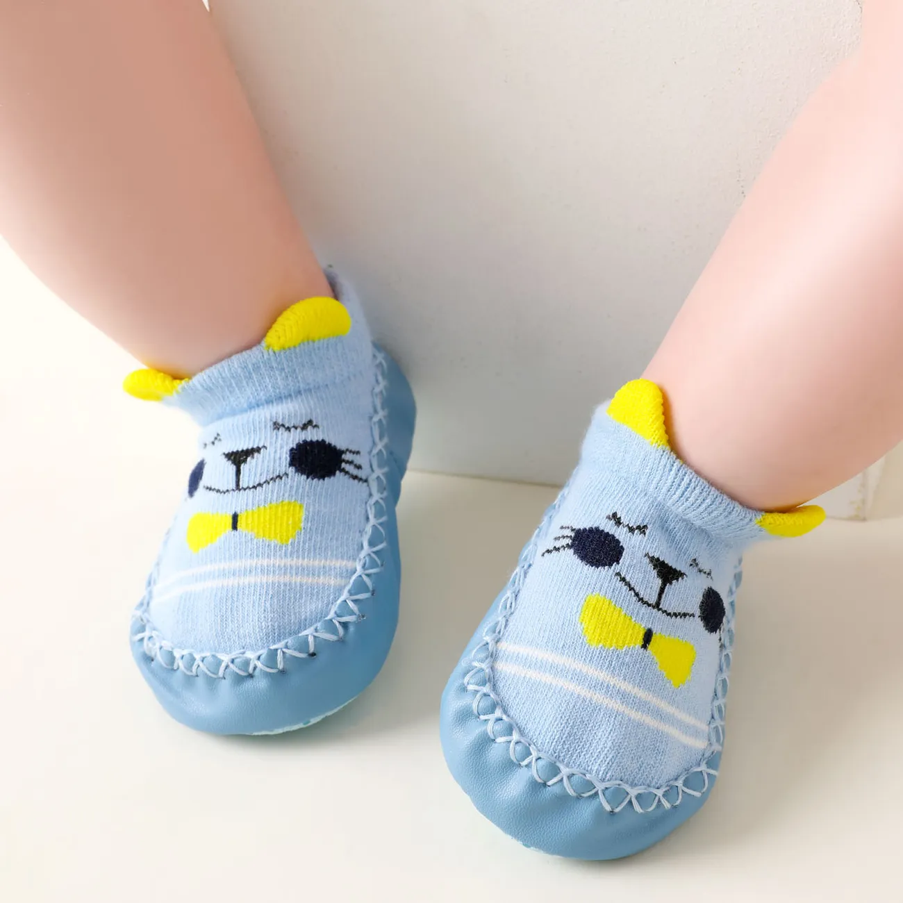 Meias de sapato de animal de desenho animado 3d para bebê/criança Azul big image 1