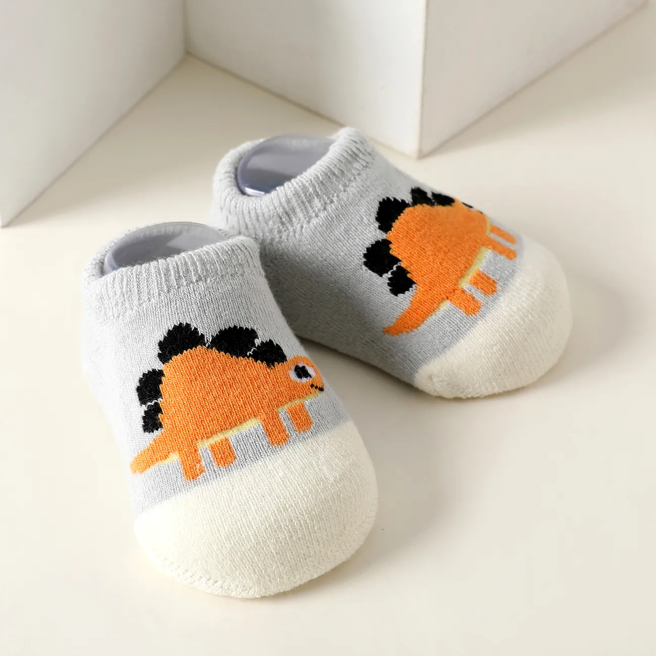 Baby / Toddler Cartoon Dinosaur Pattern Socks Grey big image 1