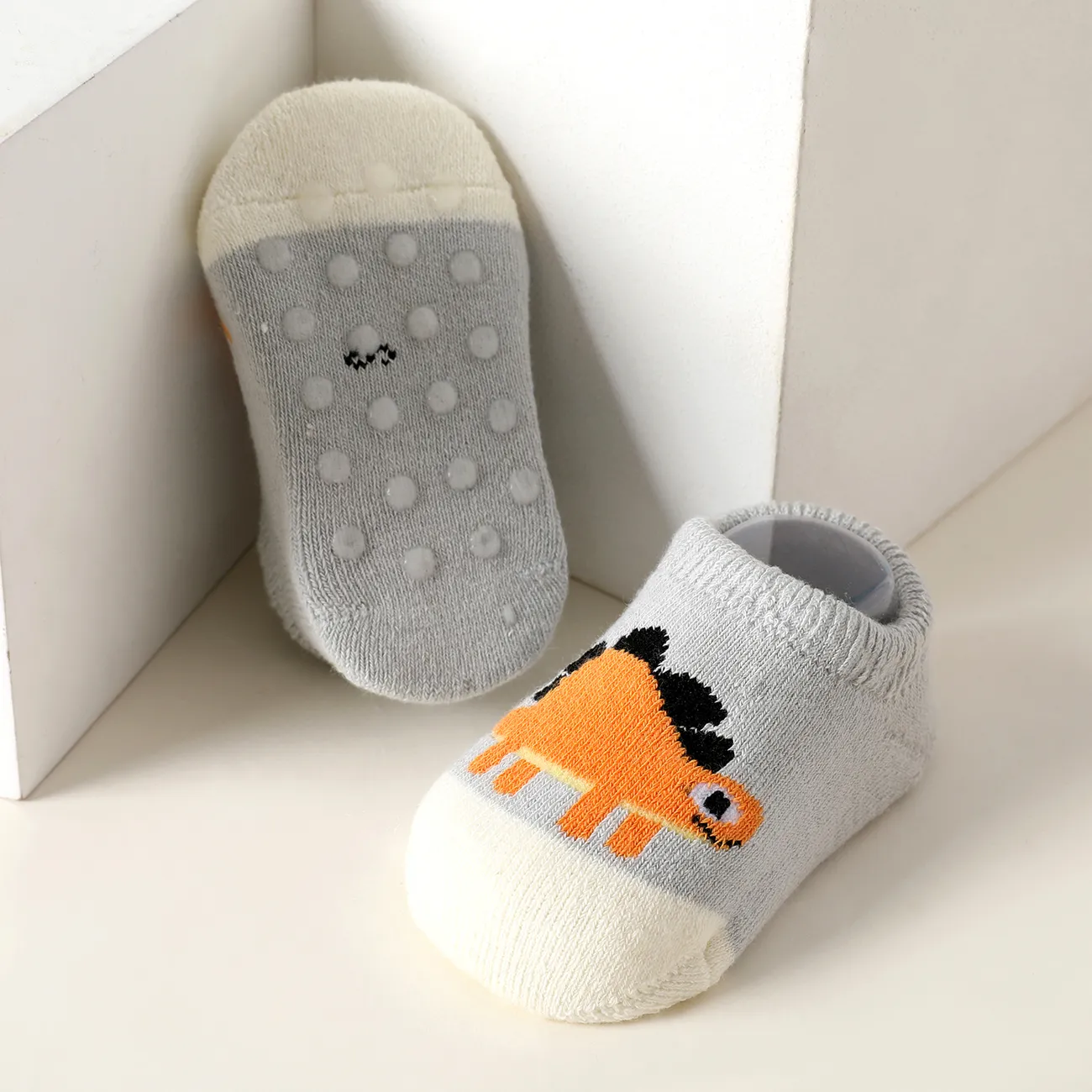 Socken mit Cartoon-Dinosaurier-Muster für Babys/Kleinkinder grau big image 1