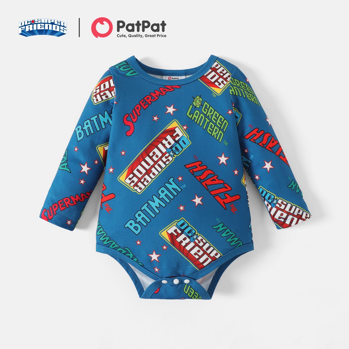 

DC Super Friends Baby Boy Allover Print Long-sleeve Romper