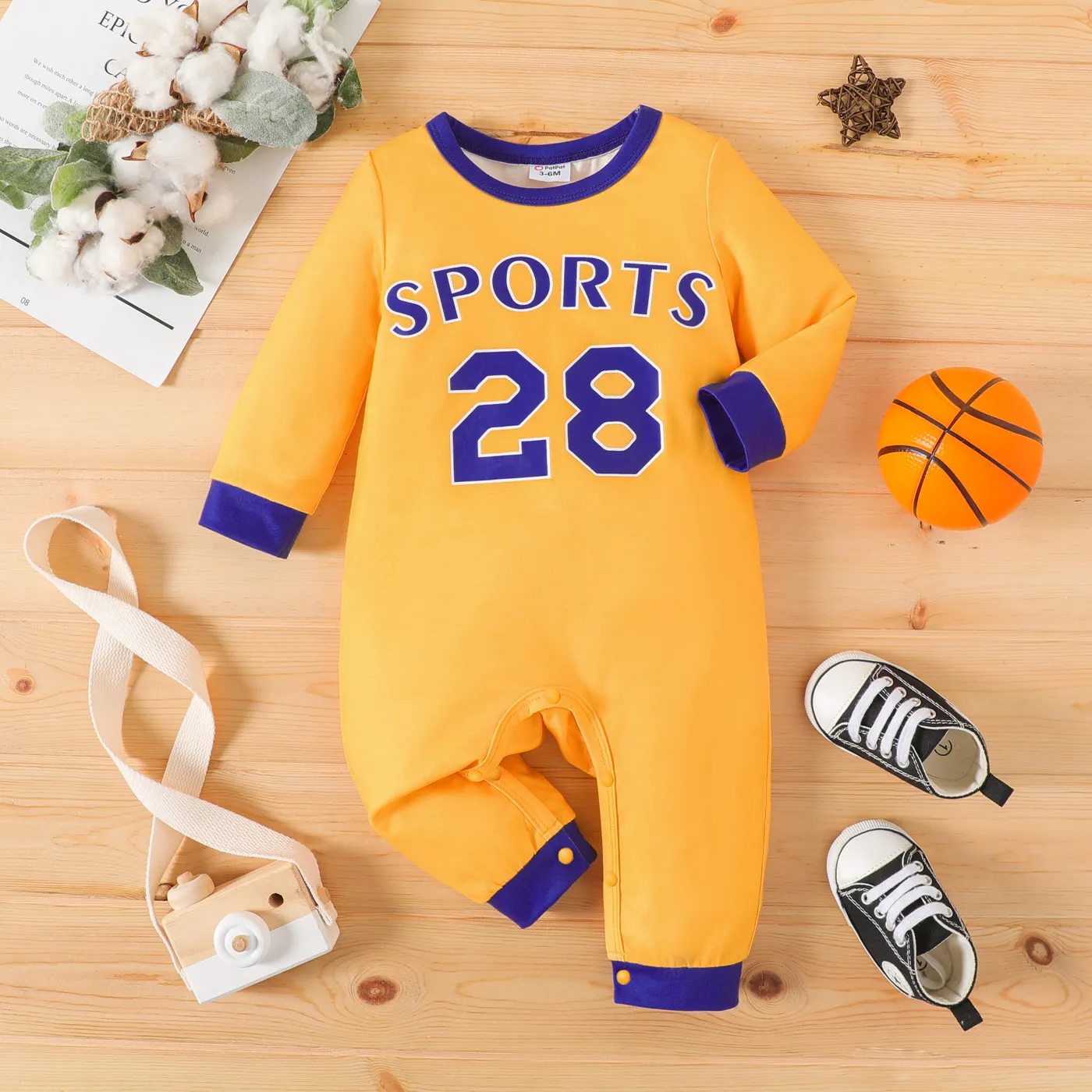 

Baby Boy Letter & Number Print Long-sleeve Jumpsuit