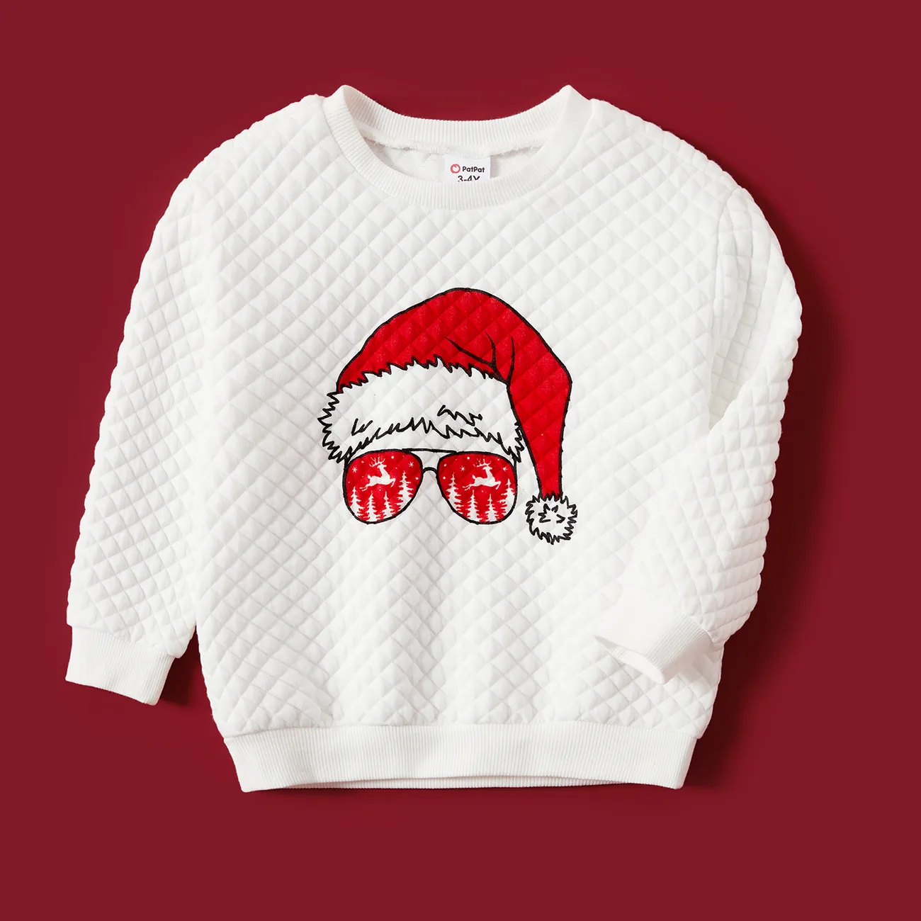 Christmas Graphic Print White Family Matching Long-sleeve Textured Sweatshirts White big image 1