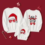 Christmas Graphic Print White Family Matching Long-sleeve Textured Sweatshirts White image 5