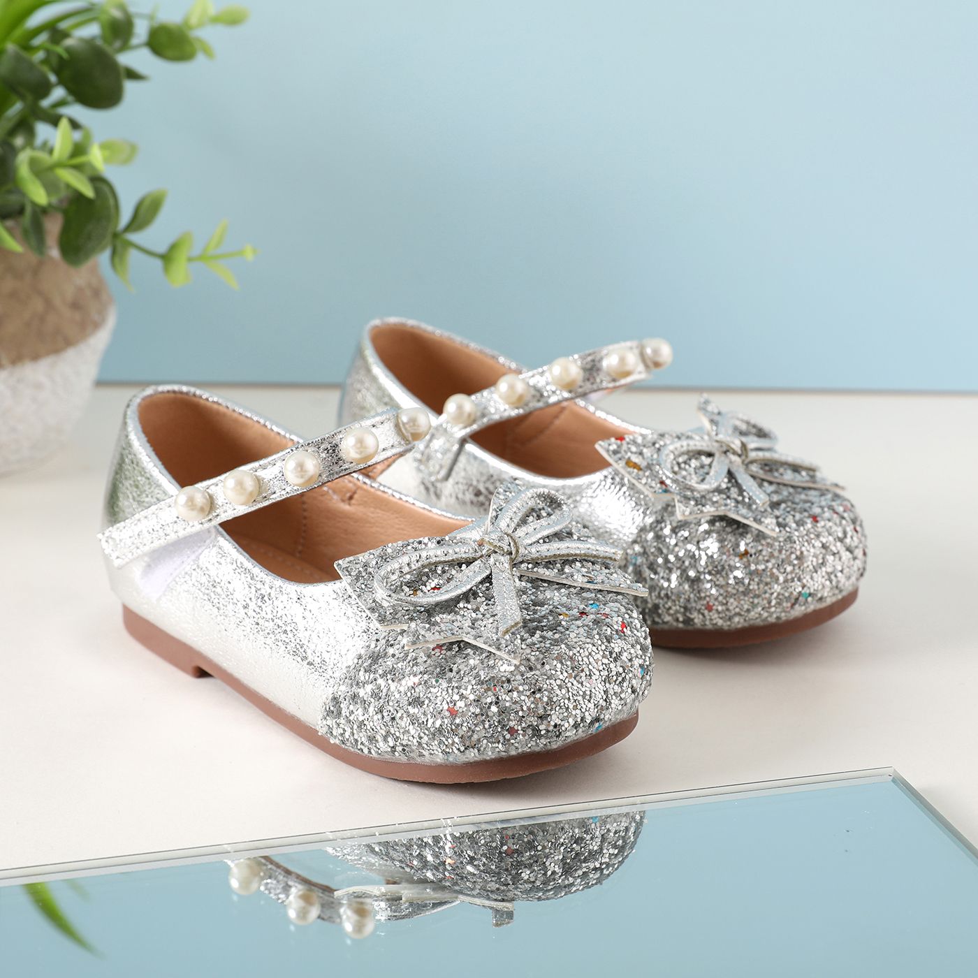 Enfant En Bas âge / Enfant Fausse Perle Et Décor De Sequin Chaussures Mary Jane