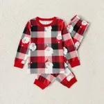 Christmas Family Matching Allover Santa Print Red Plaid Long-sleeve Pajamas Sets (Flame Resistant)  image 5