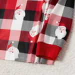 Christmas Family Matching Allover Santa Print Red Plaid Long-sleeve Pajamas Sets (Flame Resistant)  image 6