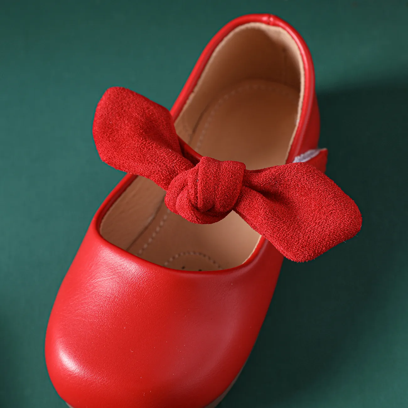 Niño pequeño Chica Dulce Color liso Zapatos de cuero Rojo big image 1