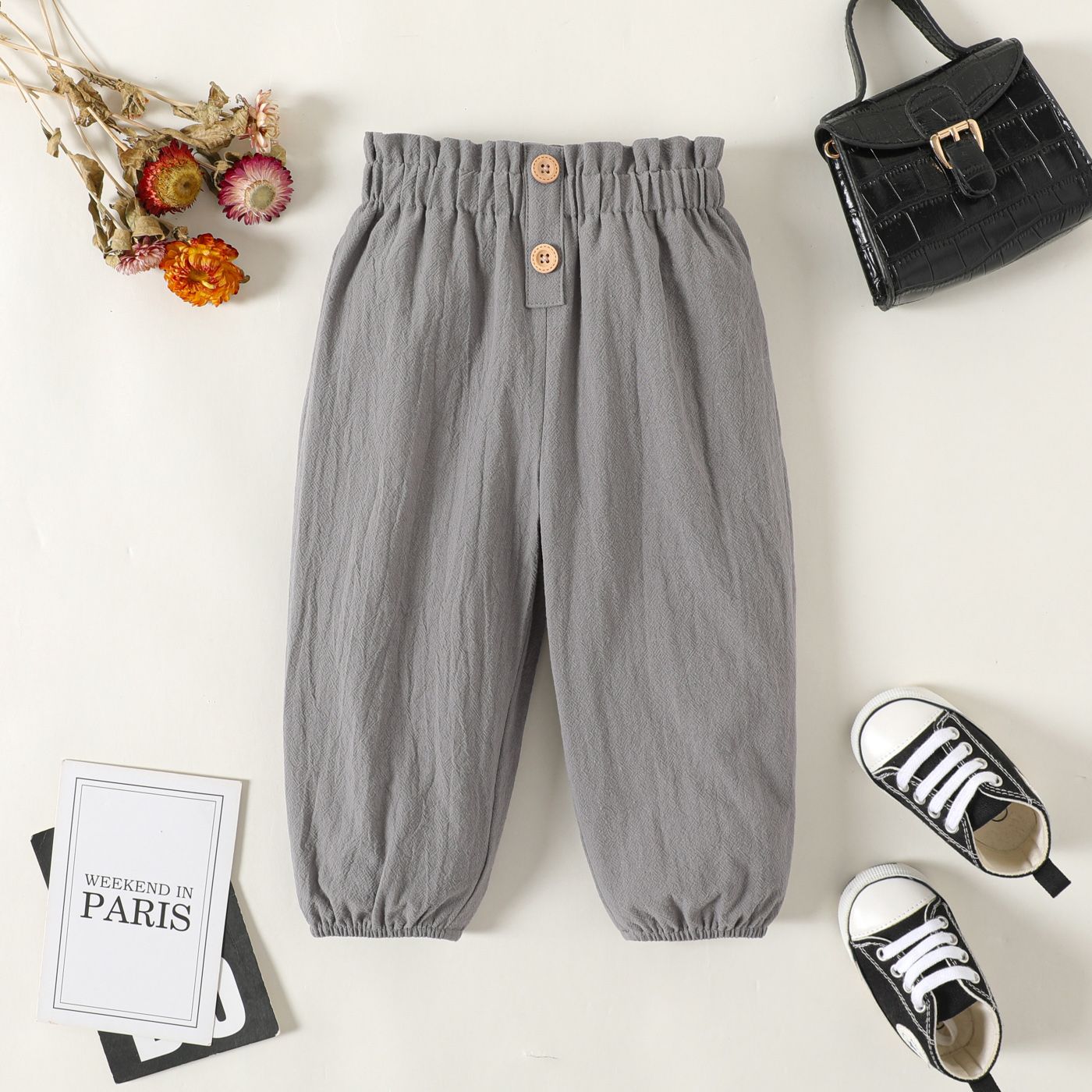 

100% Cotton Baby Boy/Girl Solid High Waist Pants