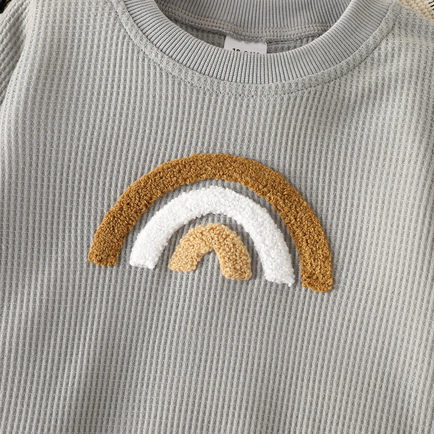 Toddler Girl/Boy Rainbow Embroidered Waffle Sweatshirt  image 4