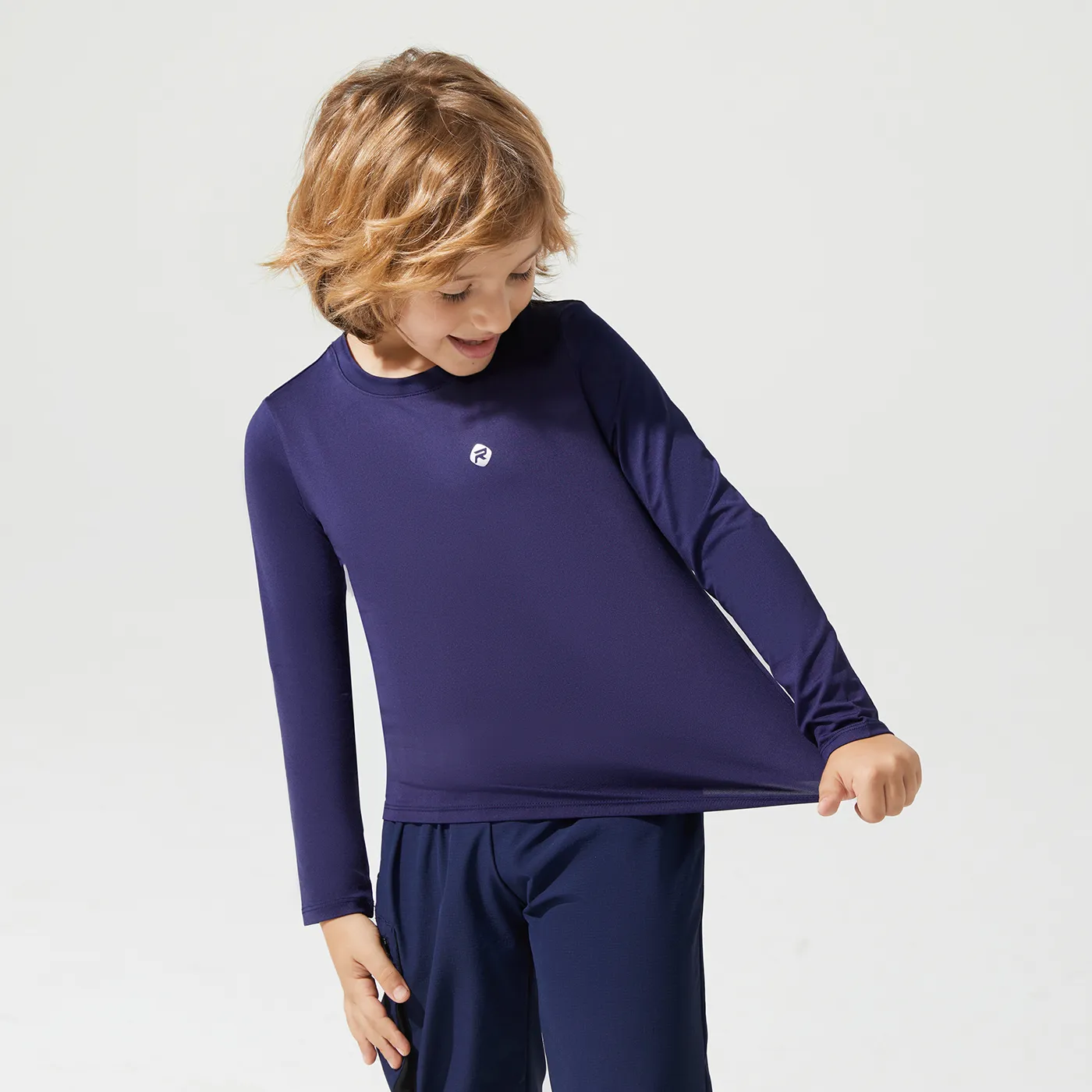 Activewear Kid Boy Solid Color Long Breathable Tee  image 3