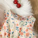2pcs Toddler Girl Floral Print Sleeveless Dress and Ruffled Pink Cardigan Set  image 4