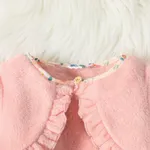 2pcs Toddler Girl Floral Print Sleeveless Dress and Ruffled Pink Cardigan Set  image 3