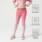 Activewear Kid Girl Gradient Color High Waist Leggings Pink