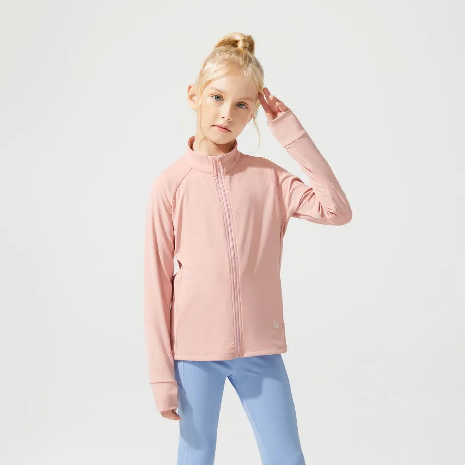 Activewear Kid Girl Stand Collar Pink Jacket  image 2