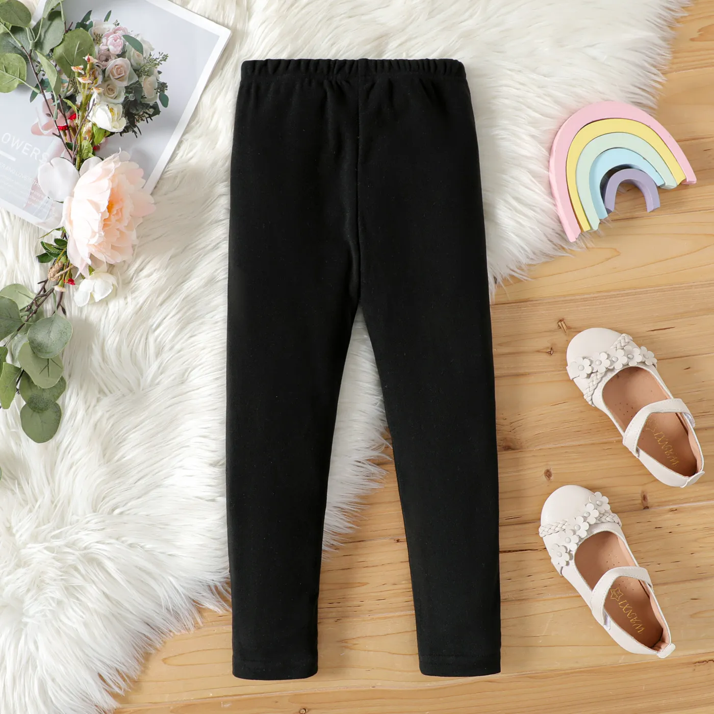 Kid Girl Glitter Stars Embroidered Elasticized Leggings  image 2