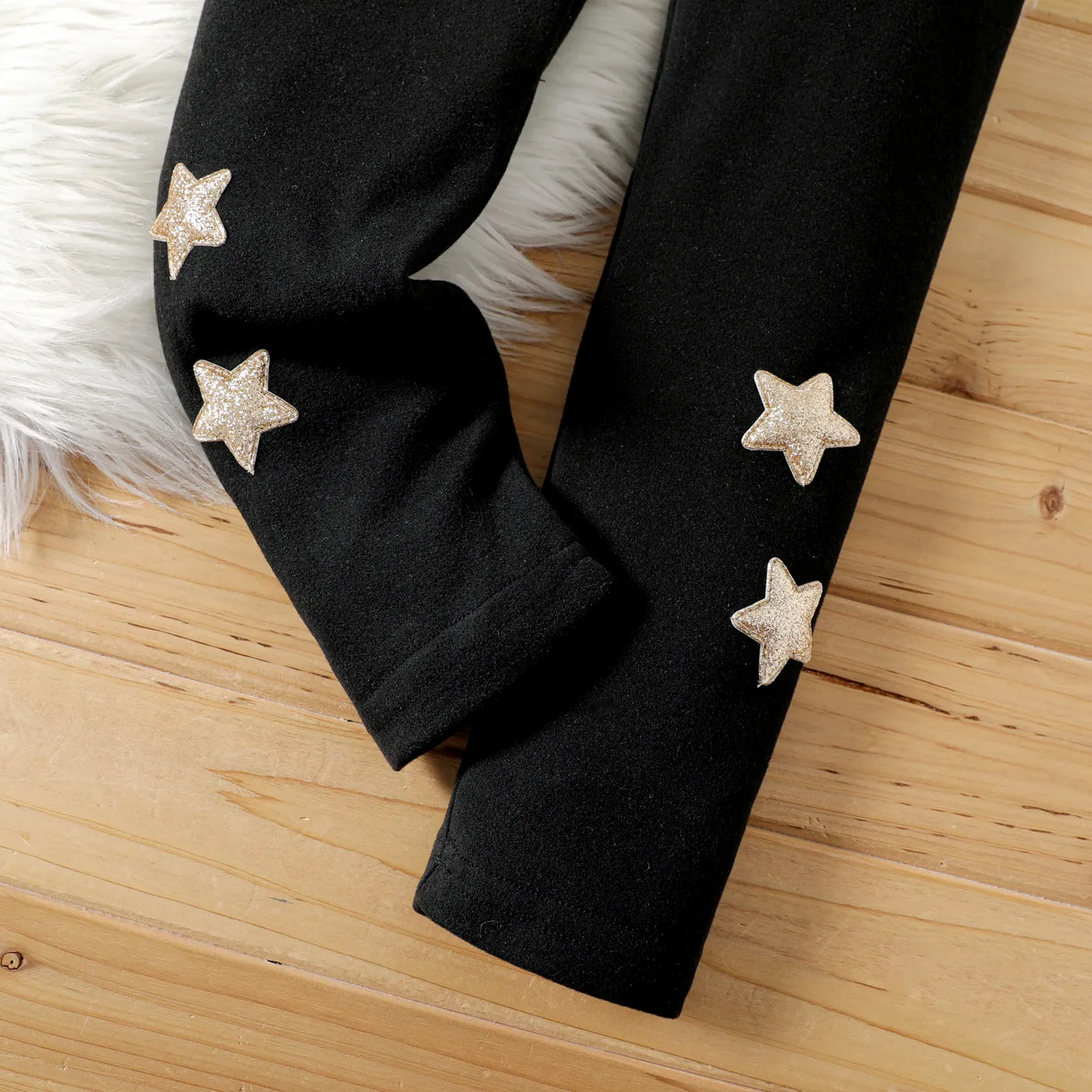 Kid Girl Glitter Stars Embroidered Elasticized Leggings  image 3