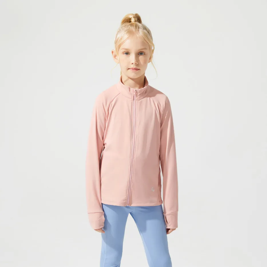 Activewear Kid Girl Stand Collar Pink Jacket  image 3