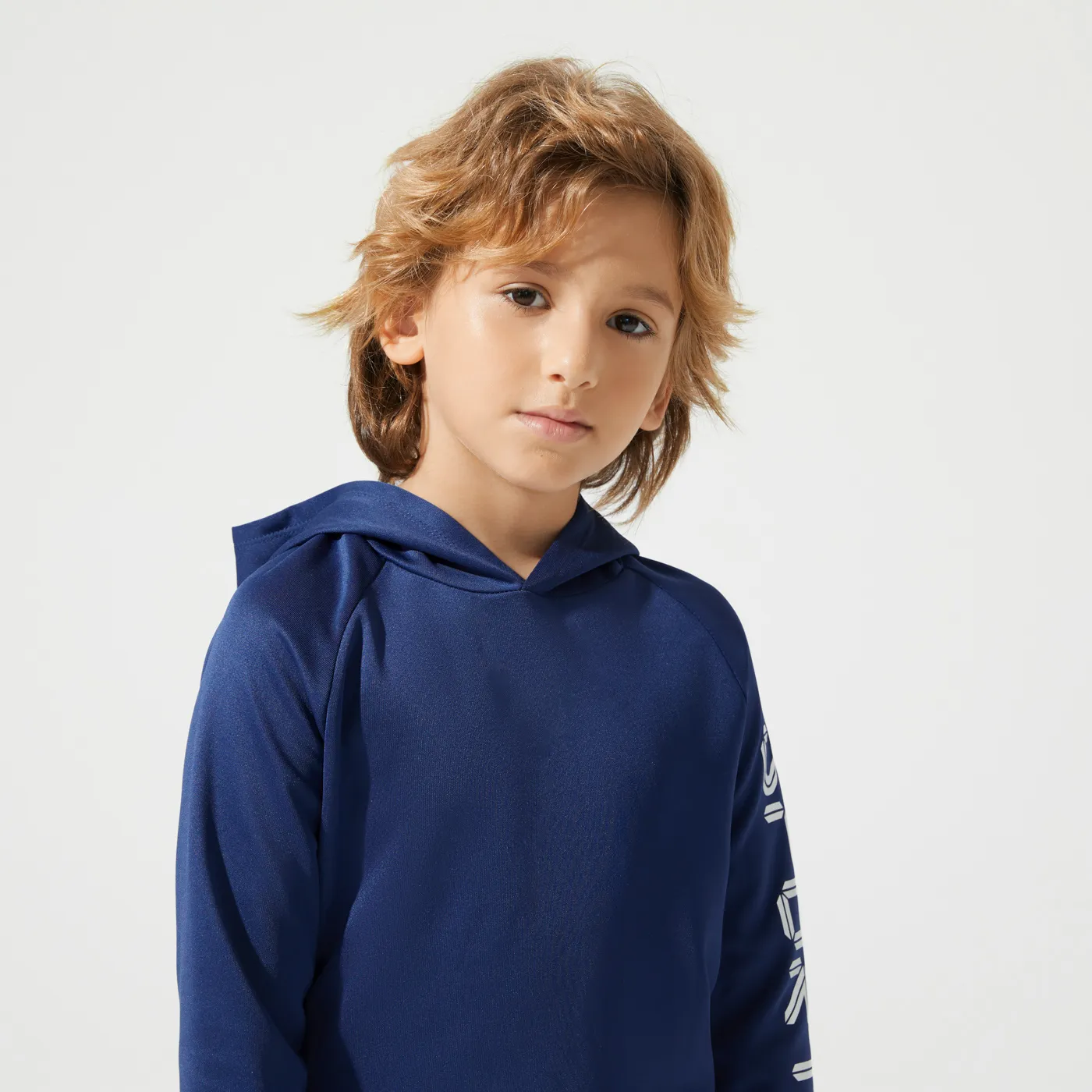 Activewear Kid Boy/Kid Girl Letter Print Raglan Sleeve Hoodie Sweatshirt Blue image 3