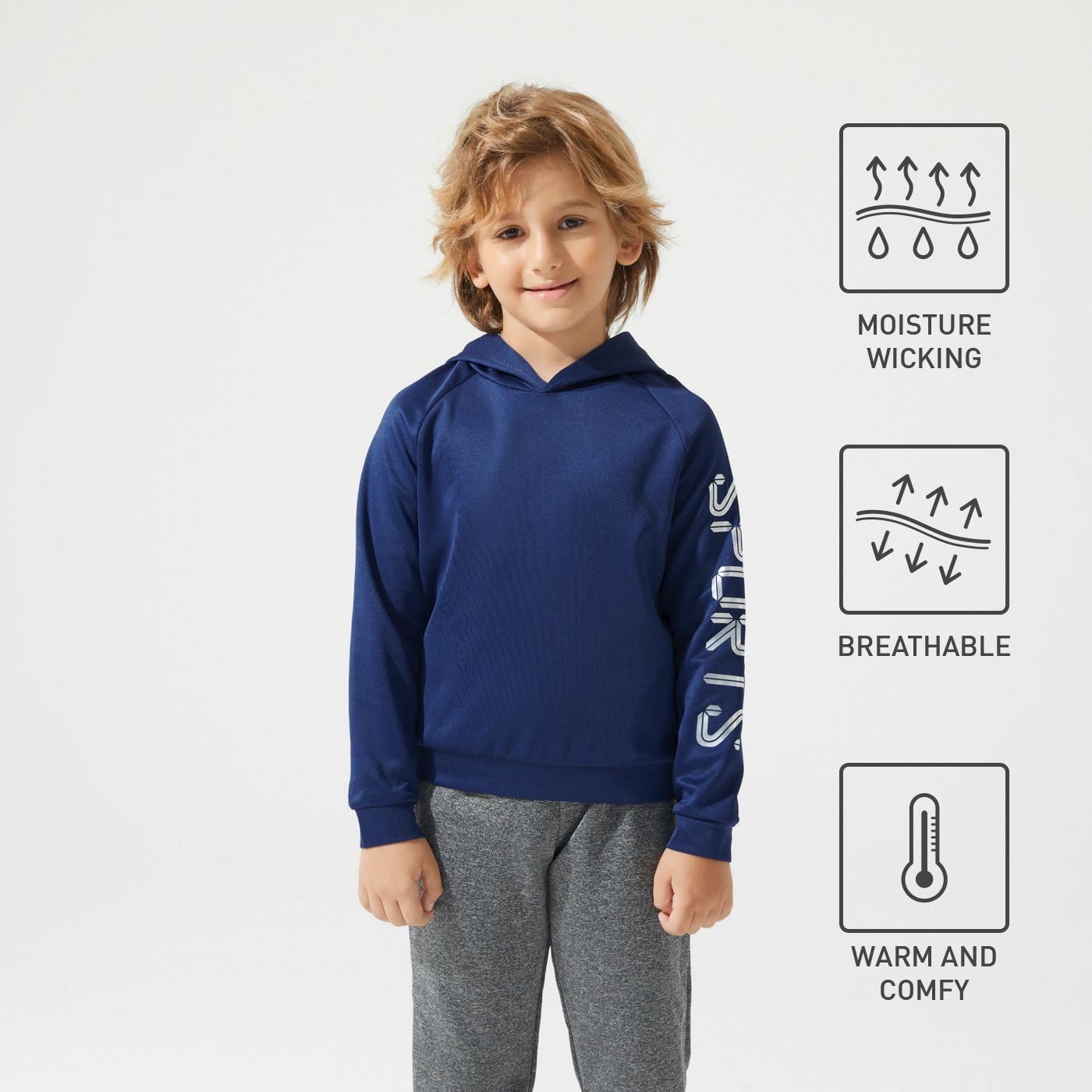 Activewear Kid Boy/Kid Girl Letter Print Raglan Sleeve Hoodie Sweatshirt