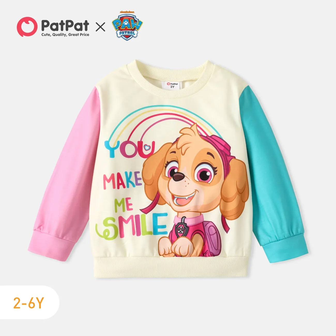 PAW Patrol Toddler Boy/Girl Character Print Colorblock Cotton Pullover Sweatshirt Apricot Yellow big image 1