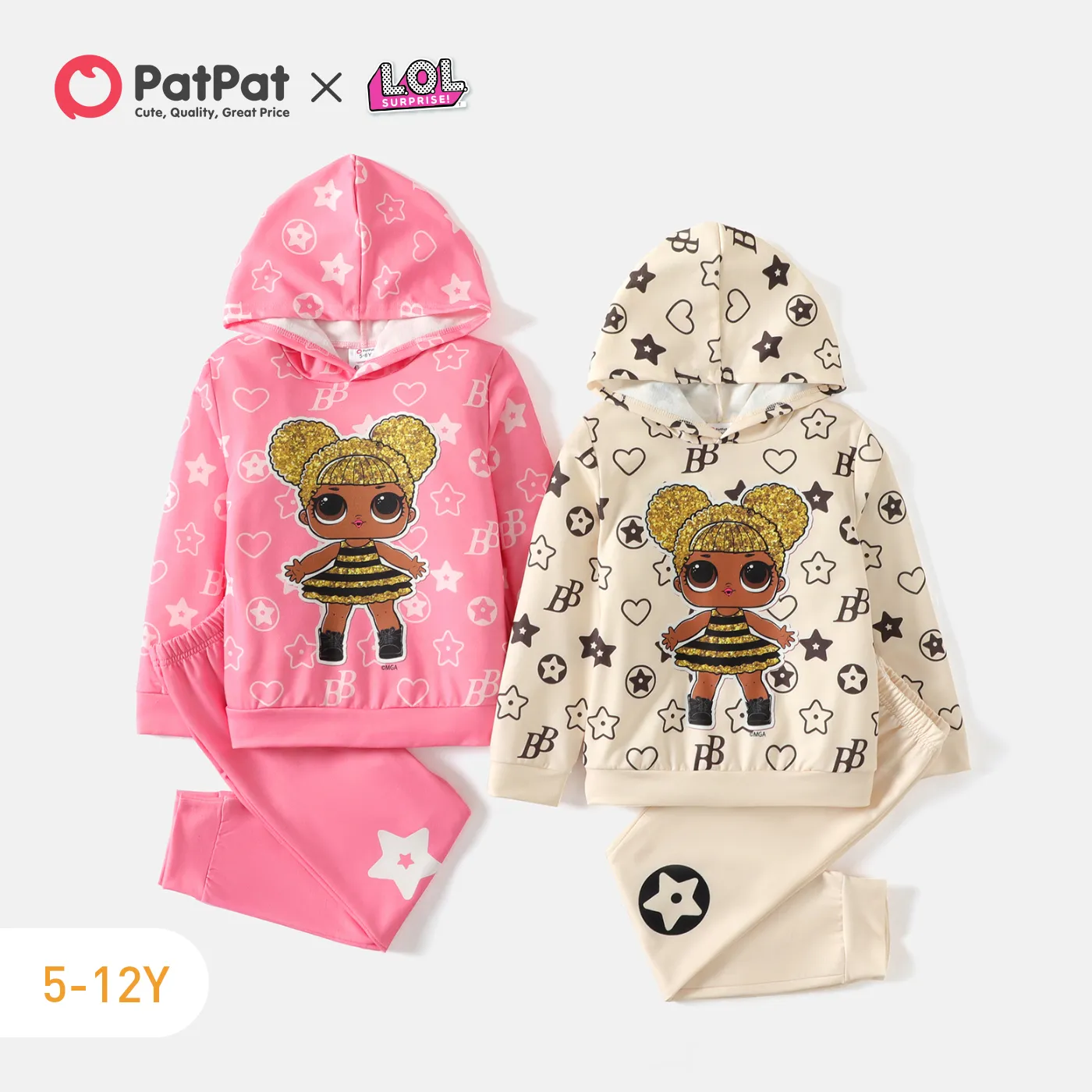 L.O.L. SURPRISE! 2pcs Kid Girl Character Stars Print Hoodie Sweatshirt and Pants Set