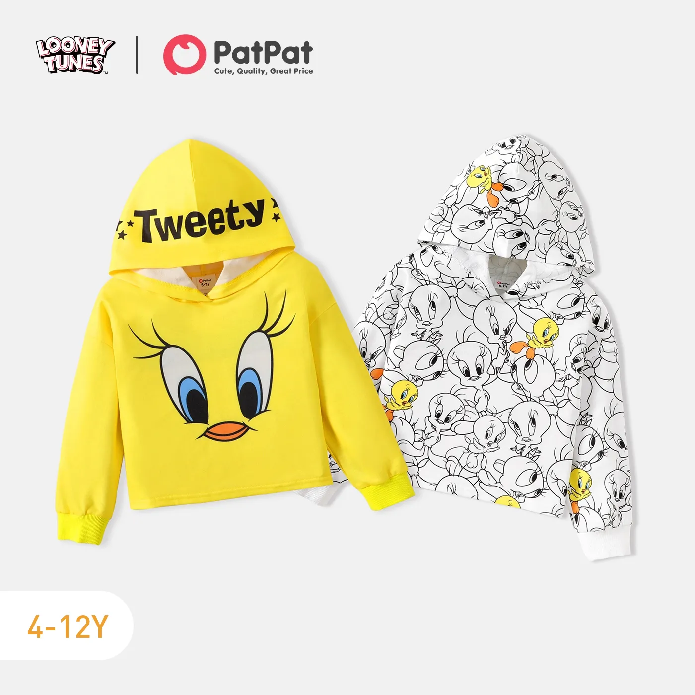 Looney Tunes Kid Girl Tweety Print Hoodie Sweatshirt