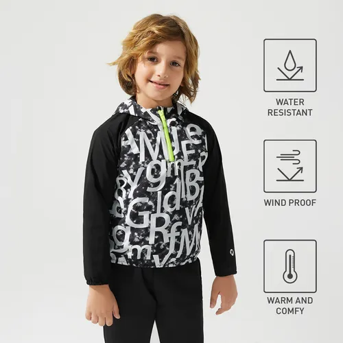 Activewear Kid Boy Letter Print Zipper Design Hoodie Sweatshirt