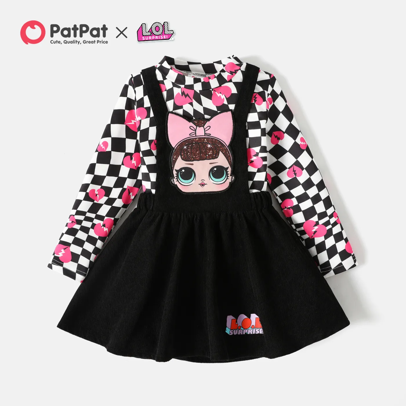 

L.O.L. SURPRISE! 2pcs Toddler Girl Plaid Turtleneck Long-sleeve Tee and Suspender Skirt Set