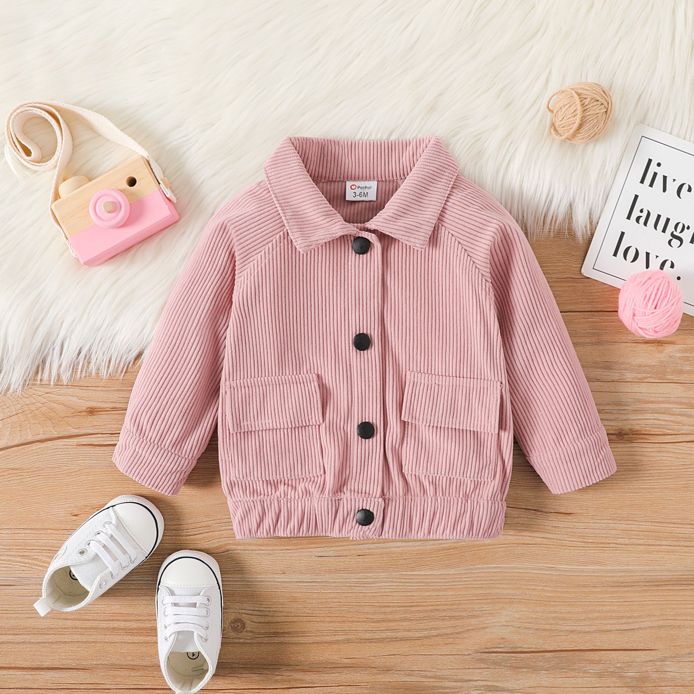 

Baby Girl Pink Corduroy Long-sleeve Jacket