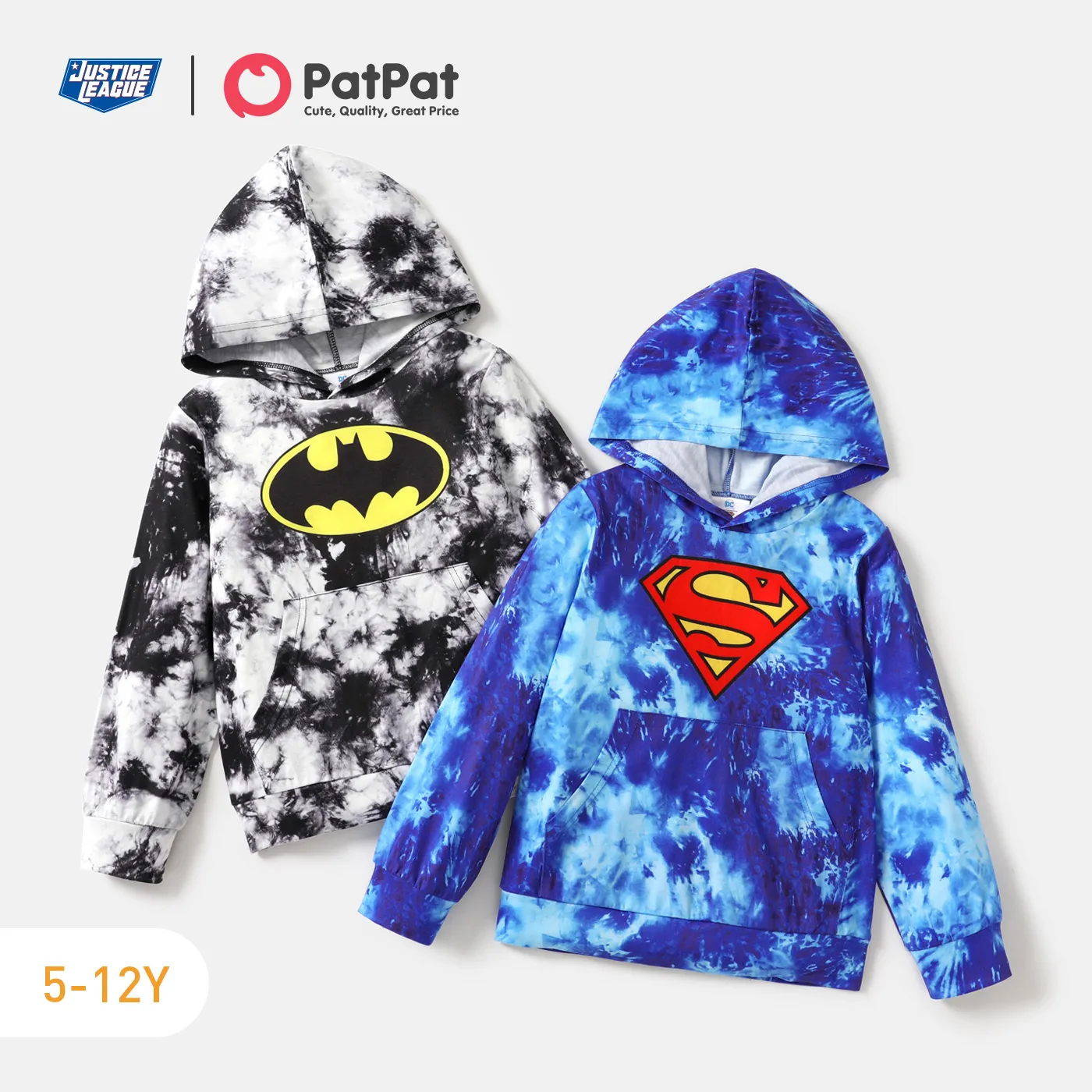 Justice League Kid Boy Tie Dyed Hooded Sweatshirt